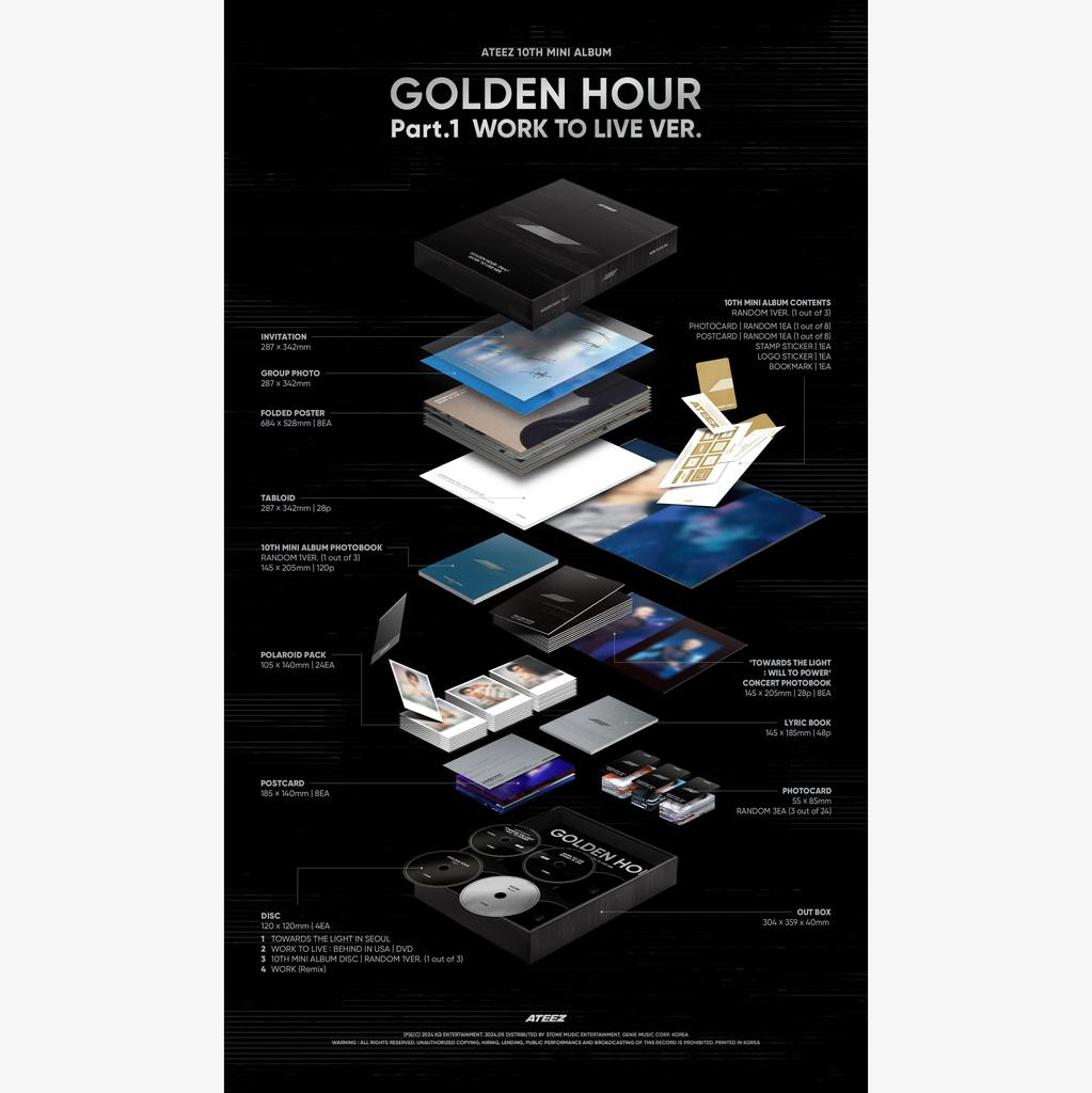 [Pre-order] ATEEZ -10TH MINI ALBUM [GOLDEN HOUR Part.1 ‘WORK TO LIVE VER'] (+Online Benefit)
