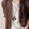 Retro Chinese Style Circle Pendant Necklace for Women - Light Luxury Sweater Chain, Autumn/Winter Accessory