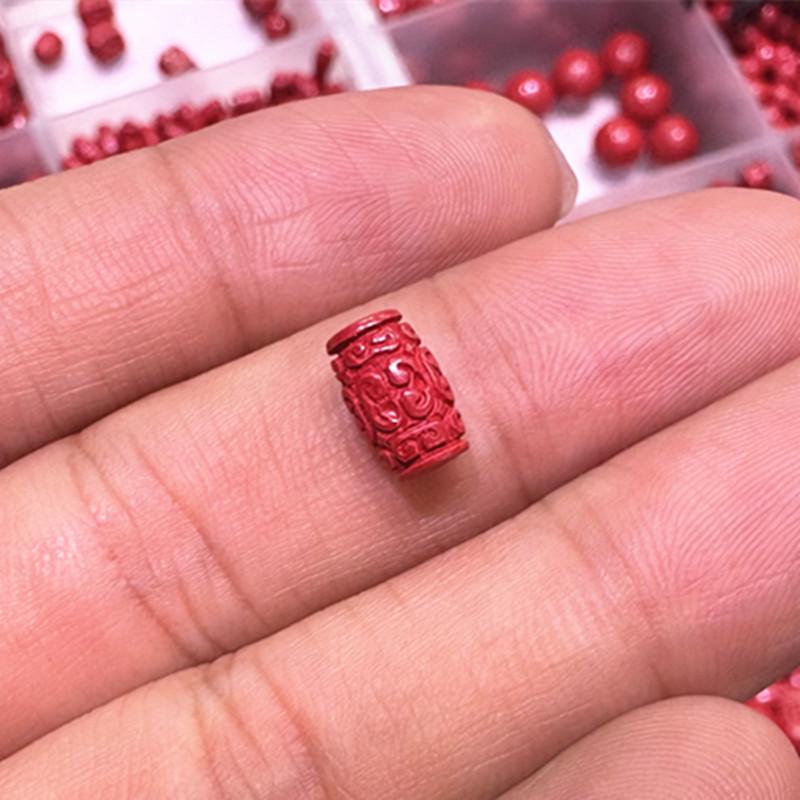 High-Content Emperor Sand Vermilion Pattern Small Barrel Spacer Beads Bracelet Red Rope DIY Ornament