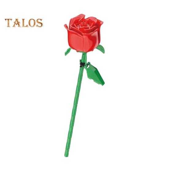 

1 набор строительных блоков ветка розы своими руками красочный цветочный блок сборка игрушка пластиковые цветочные растения украшения дети взрослые девочки подарок красный