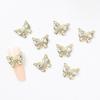 10Pcs Shiny Alloy Butterfly Nail Charms Metal Butterfly Nail Gems Nail Rhinestone 3D Gold Silver Nail Charm Nail Jewelry