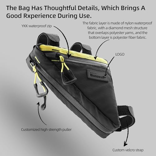 Rhinowalk Bicycle Frame Bag, Waterproof Triangle Bag, 0.9L, Professional Bicycle Accessory (Small)