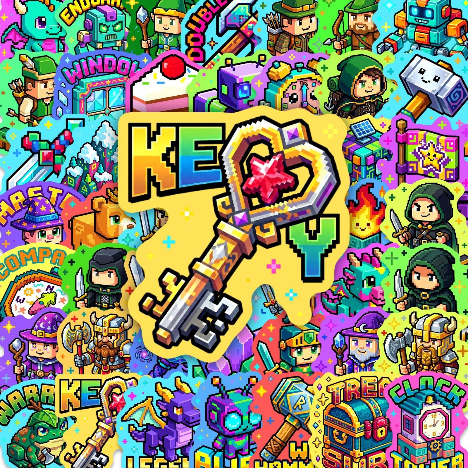New 50 High Definition Pixel Wind Cartoon Game Stickers Do Not Repeat Waterproof Stickers Computer Luggage Decorative Stickers