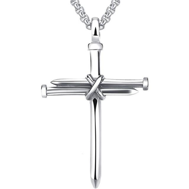 3 Colors Simple Stainless Steel Cross Pendant Necklace Hip Hop Style Christian Charm Necklace For Men Boys Jewelry Gifts