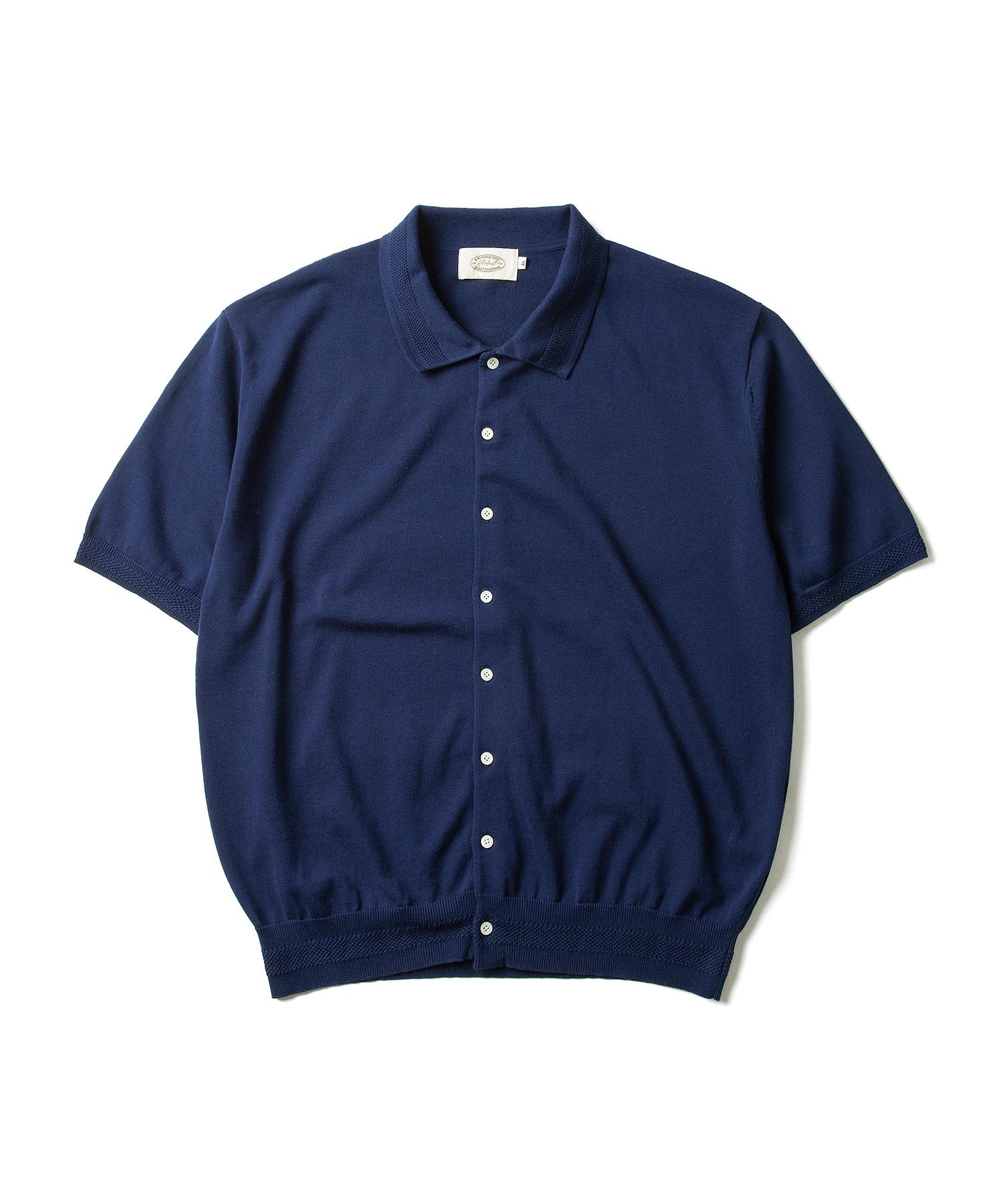 Amphist Essential Half Knit Shirt Navy Xlarge