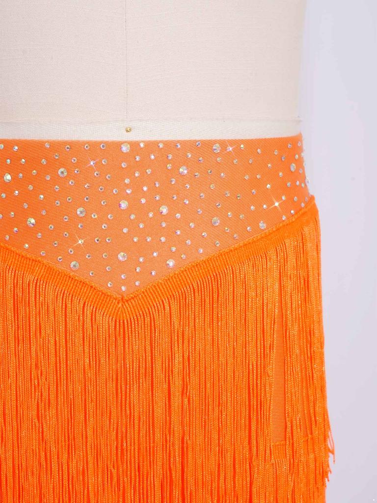 Pantaloni cu Franjuri pentru Dans Latin Fete Talie Elastică Părți cu Ciucuri Pantaloni Samba Rumba Cha Cha Salsa