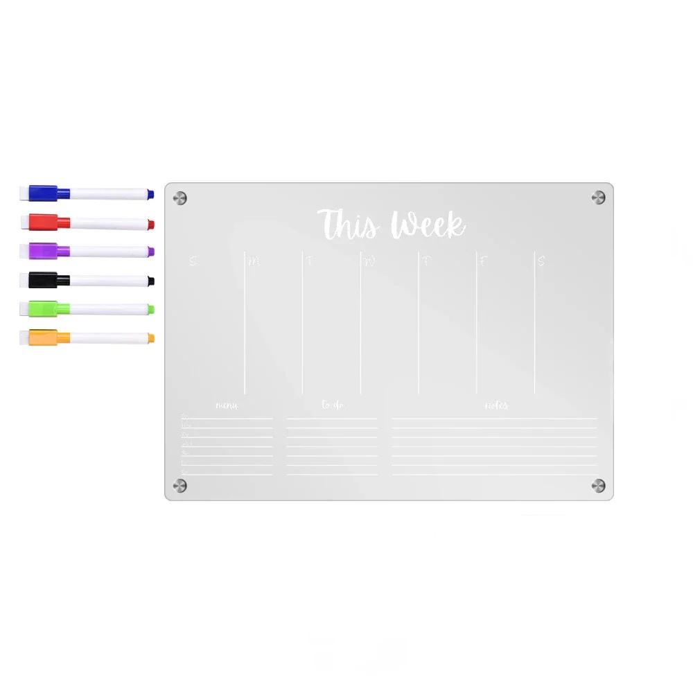 

1 шт. Большой трехмерный прозрачный акриловый блокнот для ежемесячного и еженедельного планирования, доска для сообщений, стираемая доска для отображения белый