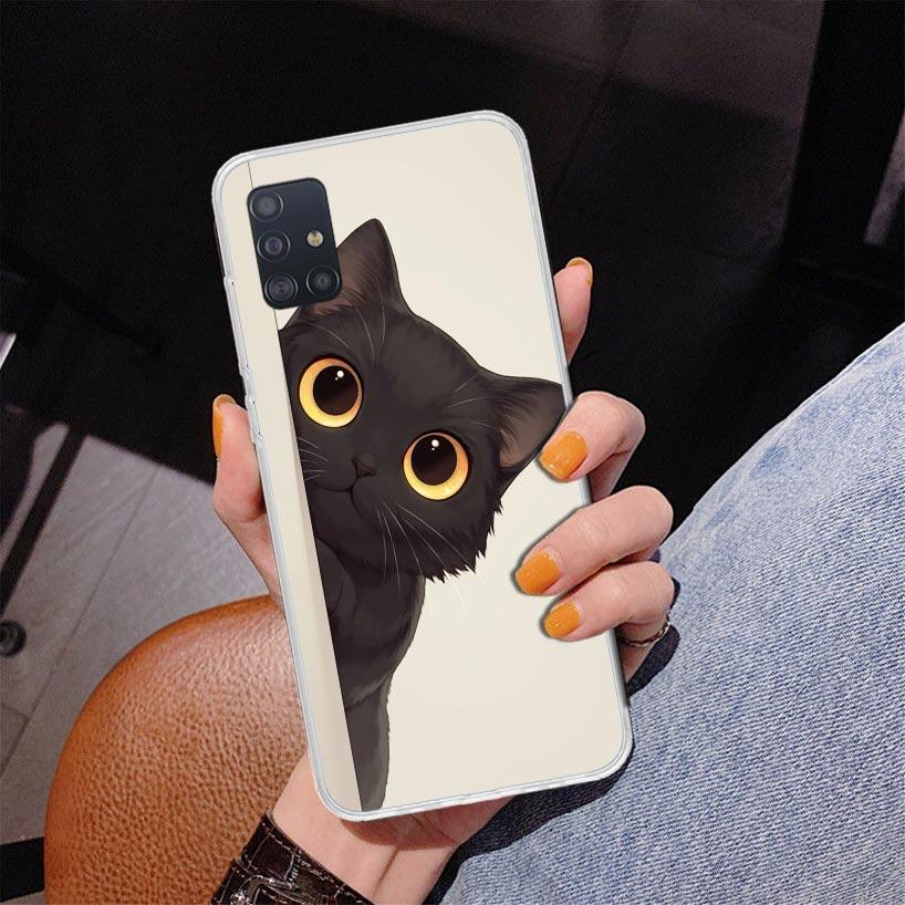 Cat Cute Kitten Cartoon Phone Case For Samsung Galaxy A52 A32 A22 A12 A51 A31 A50S A30S A20S A10S Note 20 Ultra 10 Plus S10 A72