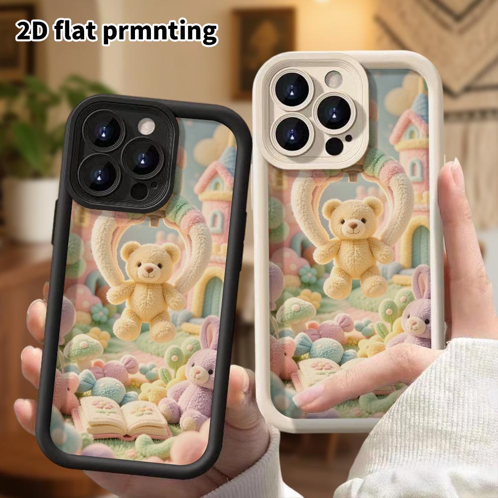 Phone Case: 2D Flat, Suitable for iPhone 18 17 16 15 14 13 12Pro Protective Case, Castle Cradle Teddy Bear, Perfect Christmas and Halloween Holiday Gi