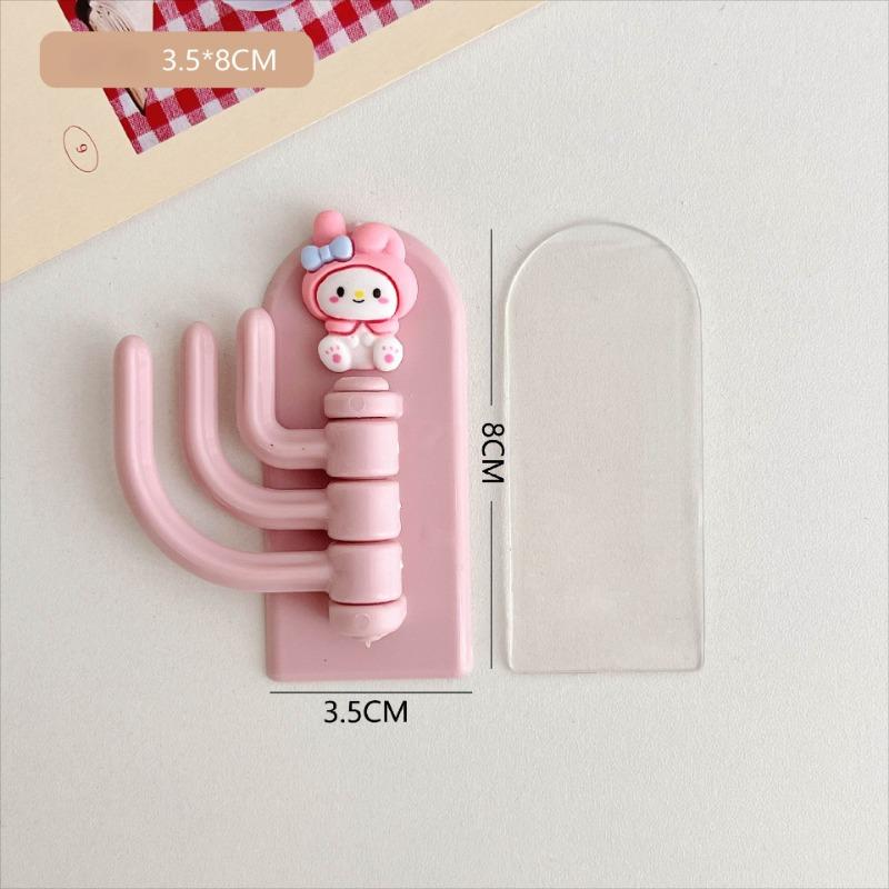 Cute Cartoon 3-in-1 Rotatable Hook Girls Dormitory Bedroom Wall Organizer Combination Hook Mask Key Hat Storage Bathroom Hanging