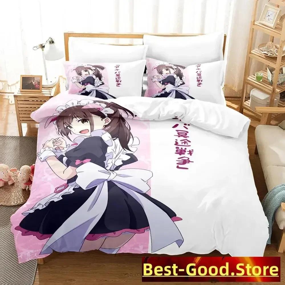 

akiba maid war Beding Set Single Twin Printed Bed Linen Set With Pilowcase Bed Soft Duvet Cover Single Double Quen Super King-Sized Dimensionsd 135*200cm Eu-Single