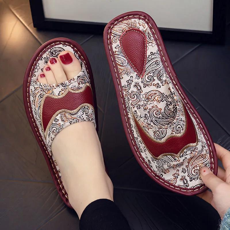 Printed Summer Slippers for Women Anti Slip Soft Sole for Men Indoor Home Couple's New Trendy Leisure Flat Bottom Slippers