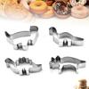 Animal Baking Cutter Easy Release Stainless Steel Dinosaur Shape DIY Baking Cutter Mold for Cake Cookies Pastry 4pcs