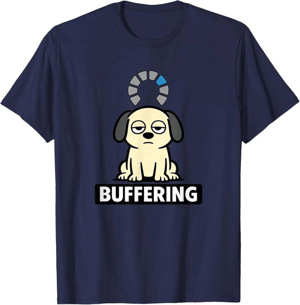 Buffering Dog Funny Low Energy Mood Graphic T-Shirt