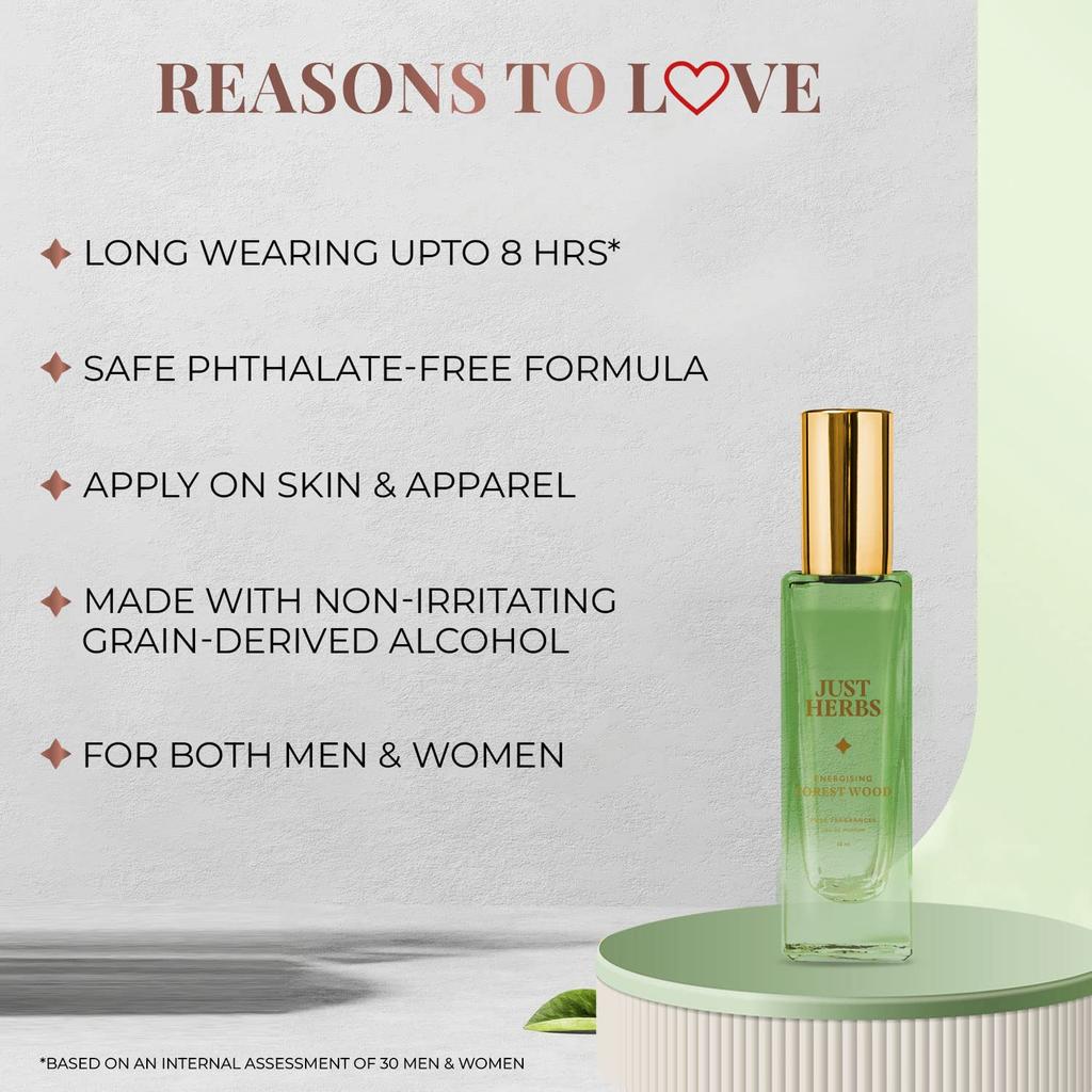 Just Herbs Long Lasting Perfume for Men,Women Pocket Parfum EDP Forest Wood - 20ml