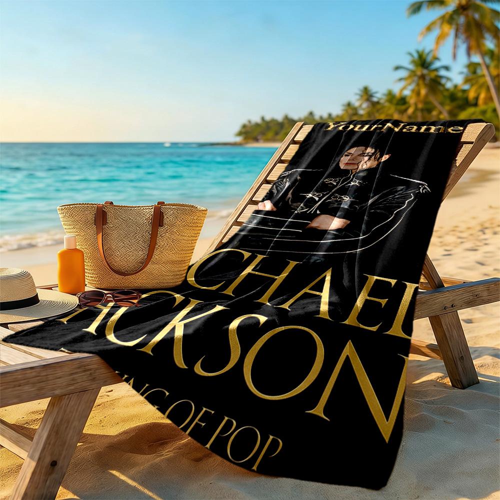 Michael Jackson Customized Name Beach Towel Super Soft & Absorbent Ideal for Travel Outdoor Swim Pool Yoga Surf Camping Hiking Gym Gift Holiday