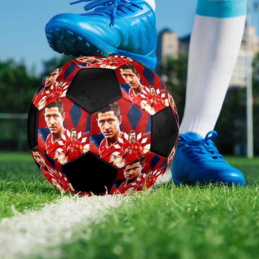 Robert Lewandowski Size 5 Soccer Ball, Machine-Stitched PVC, Durable & High Bounce, All Ages Fit, Fan Merchandise, Matches & Outdoor Use.