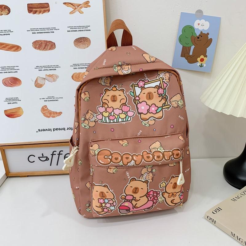 Large Capacity Primary School Bag Internet Celebrity Kapibara Boys And Girls Backpack Children Backpack коричневый