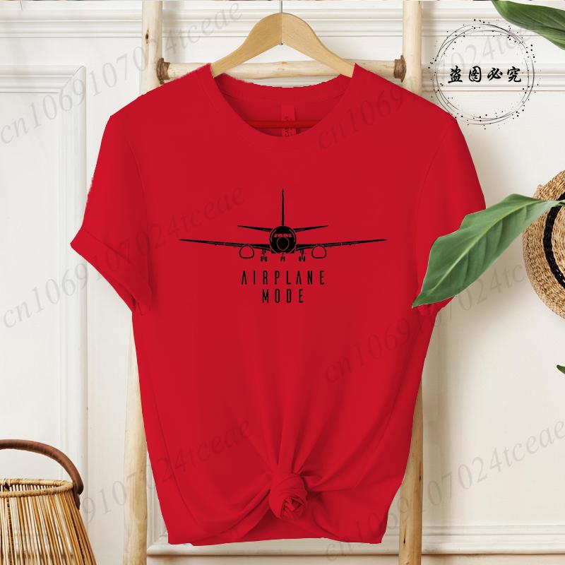 Summer Airplane Mode Print Tshirts Unisexs Fashion Casual Short Sleeve Tee Streetwear Graphic Tops for Unisex Clothing LW03