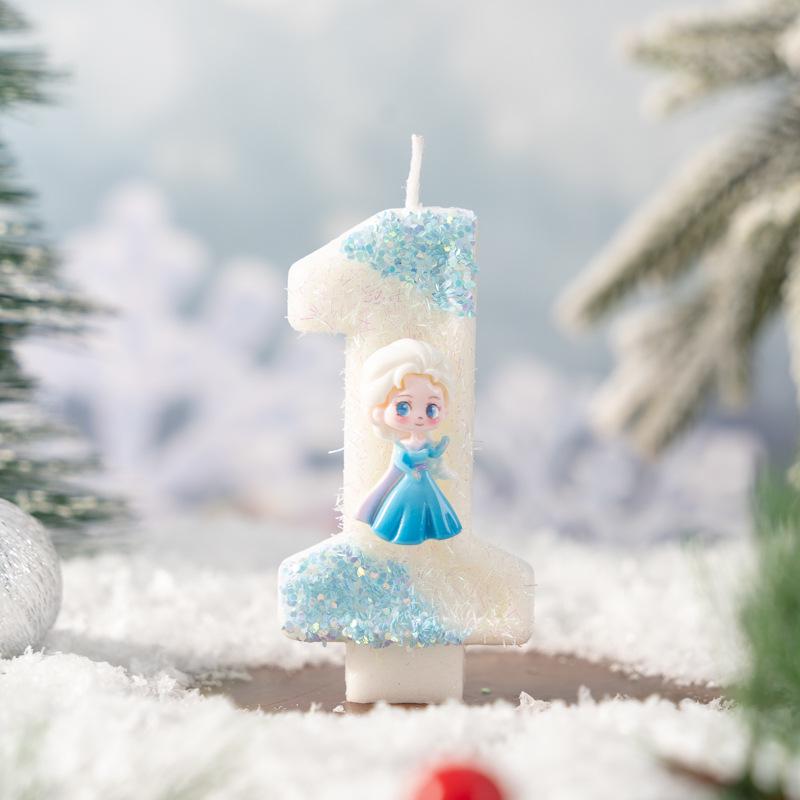 Charming Cartoon Princess Number Candles 0-9 for Christmas Decorations