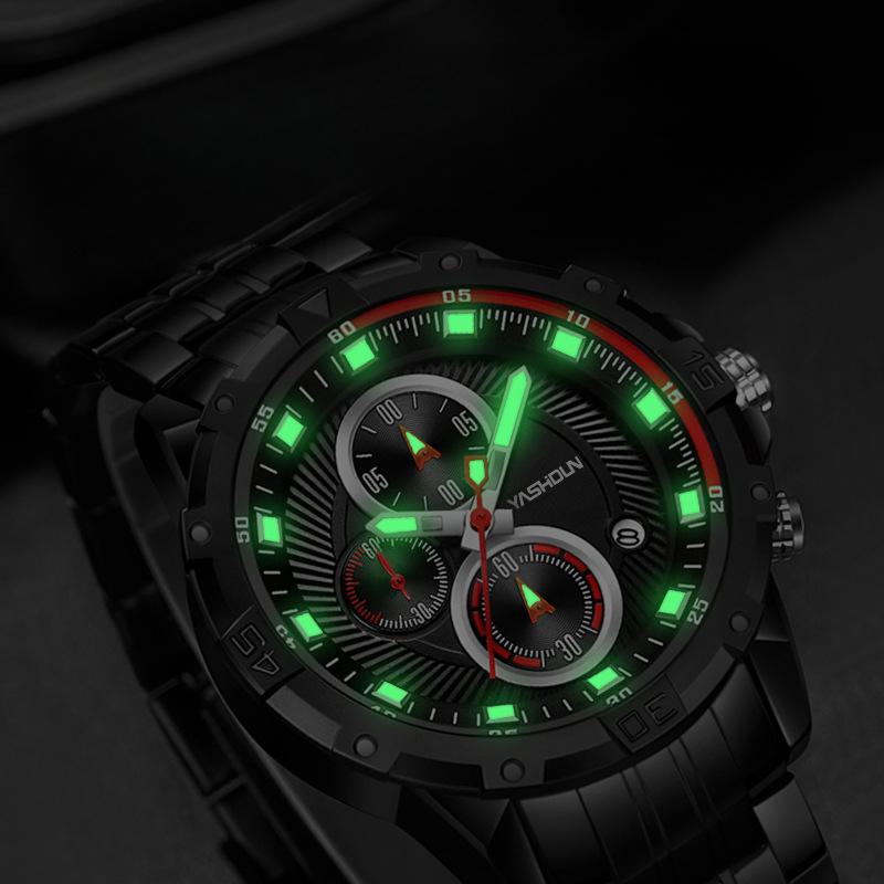 Men's Sports Watches Fashionable Luminous Waterproof Multifunctional Quartz Men's Watch Small Three-pin Watch