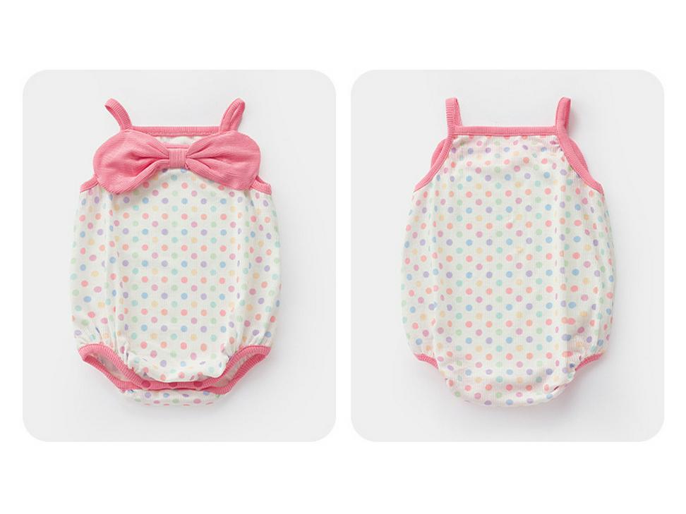 2025 Polka Dot Baby Girl Romper - Summer Bow Sling Bubble Crawling Suit
