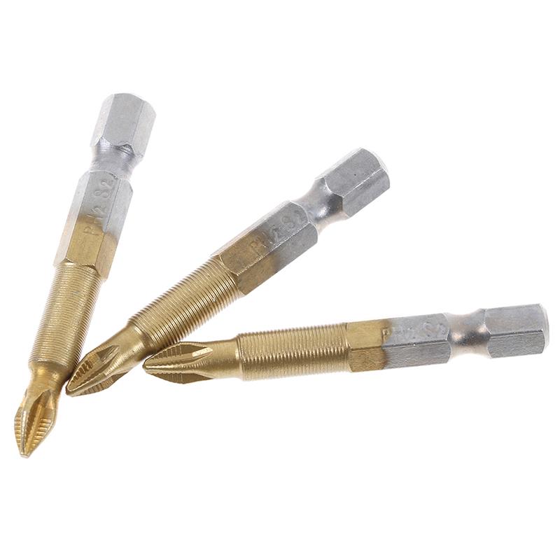 5 Dayanıklı Kaymaz Titanyum Kaplamalı Altıgen Şaftlı Ph2 Elektrikli Tornavida Ucu 50Mm