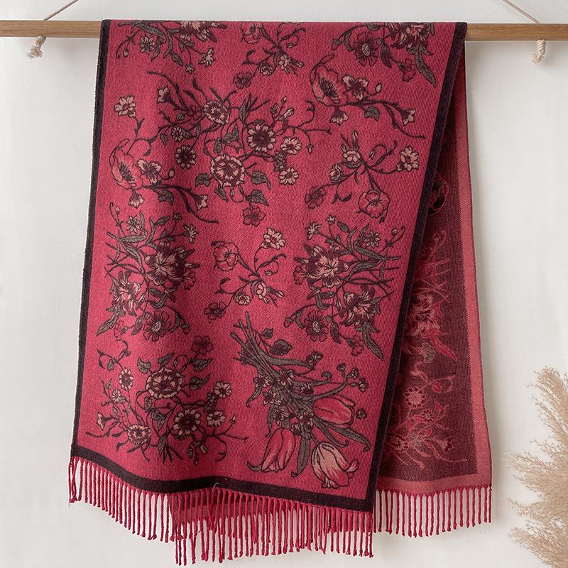 

Fashion Ethnic Style Women Paisley Jacquard Scarf Thick Cashmere Classic Tassel Shawl Warm Neck Winter Wrap Pashmina Floral 65x200cm