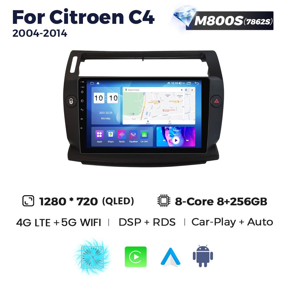 Navifly 8+256G 2 Din Head Unit Android Car Radio Player For Citroen C4 C-Triomphe C-Quatre 2004-2014 Carplay Auto Stereo GPS BT