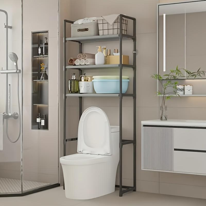 1 Space-Saving Toilet Overhead Storage Rack 3-Layer Independent Frame With Toilet Paper Holder And Hooks, Easy To Assemble No Drilling Required