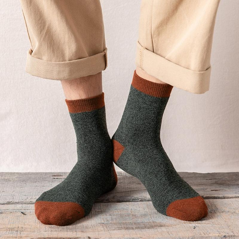Boot Socks for Men Cushions Socks Thick Geothermal Sock Warm Winter Ankle Socks Casual Cosy Crew Socks Hiking Cosy Socks