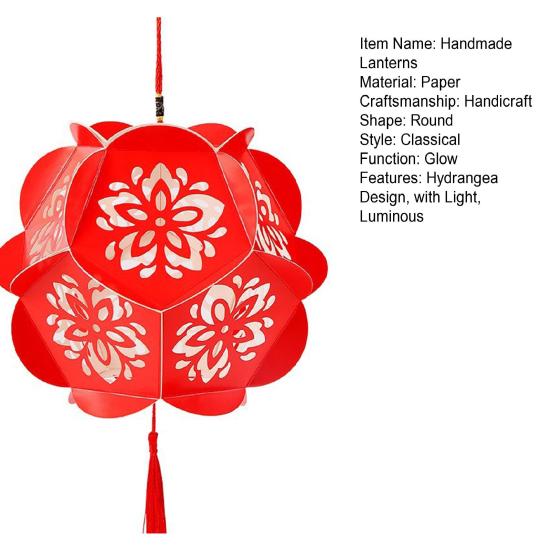 Chinesische Neujahrs-Drachenlaterne, DIY-Set, Hortensien-Design mit leicht leuchtenden dekorativen Handlaternen