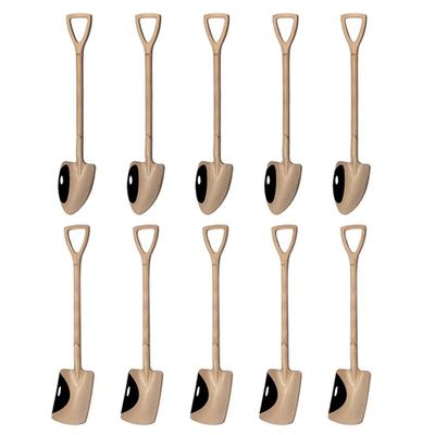 10Pcs Metall Eis Kaffee Löffel Schaufel Form Tee Löffel Nachmittag Tee Dessert Obst Langen Griff Löffel Geschenk Boxed küche Werkzeuge