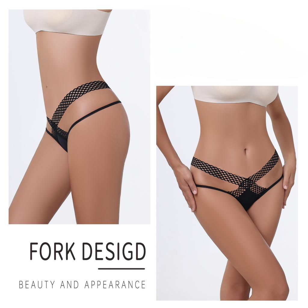 Hollow Ice Silk Underwear Women's Sports Fashion Outer See-through Low Waist Thin Belt Temptation Sexy Thong