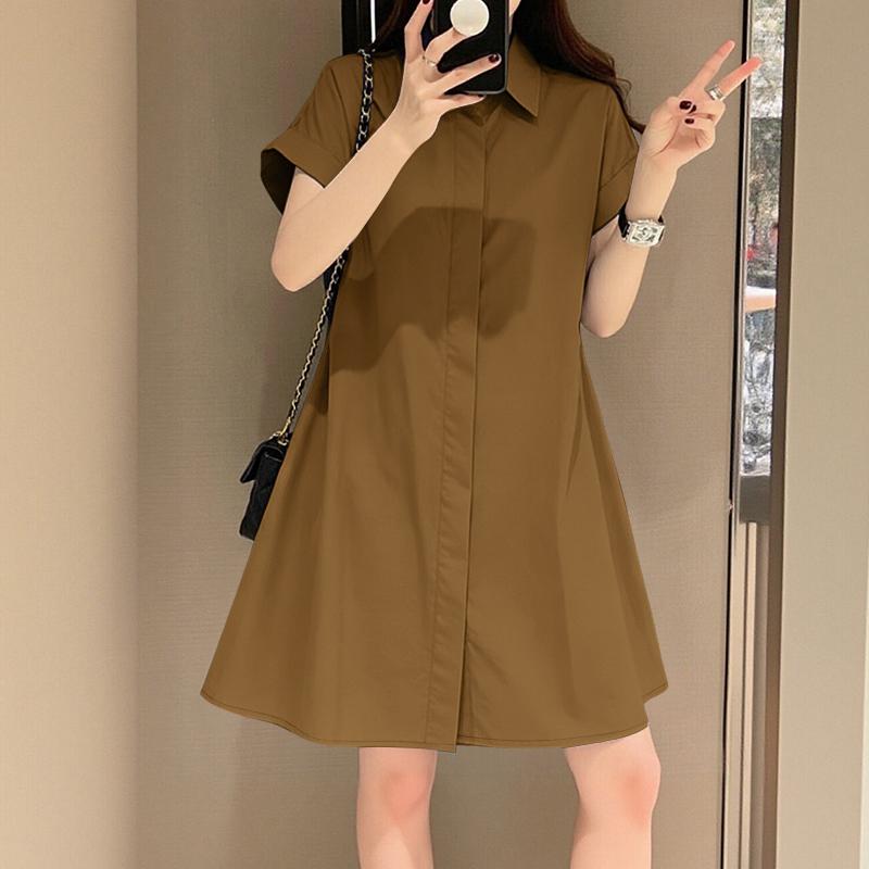 ZANZEA Damen Casual Turn Down Kragen Sommer Kurzarm Shirt Kleid
