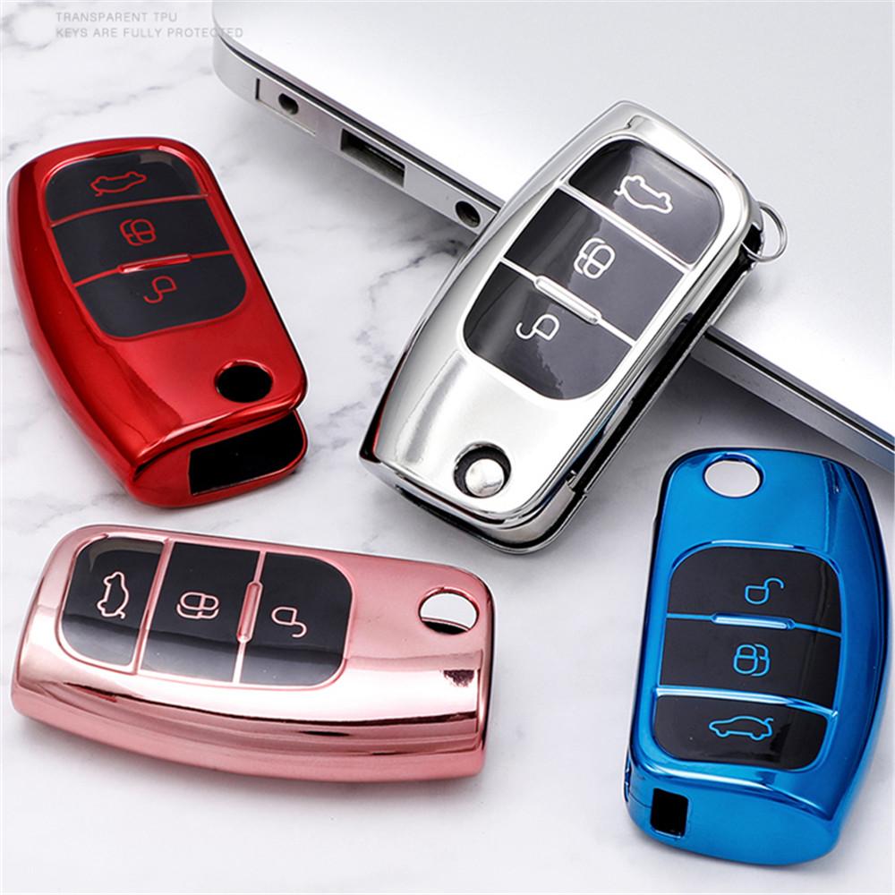 Soft TPU Car Key Case Cover Keychain for Ford Fiesta Focus 2 Falcon Ecosport Escape Kuga EcoSport Galaxy B-Max C-Max Protector