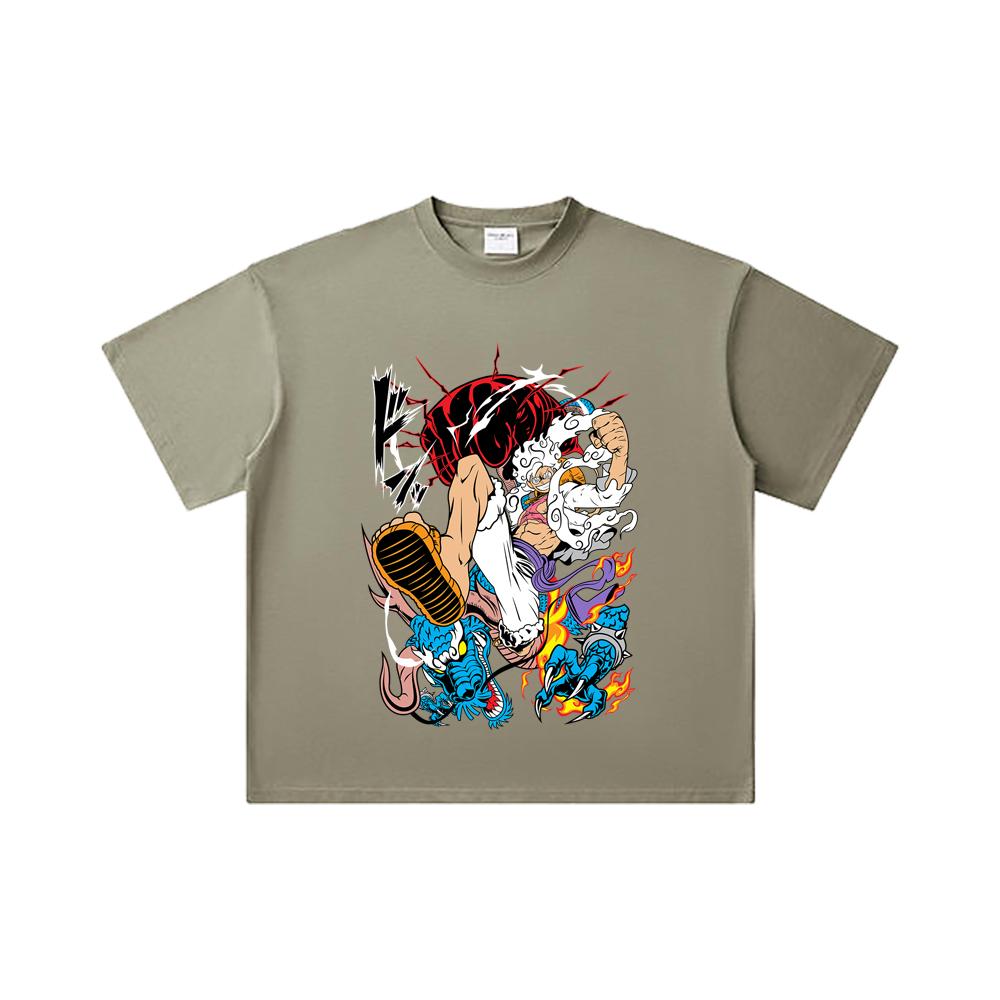 260 GSM Double Yarn 32 Count 100% Cotton One Piece V7 Luffy Kaido Print Unisex Heavy Cotton T Shirt
