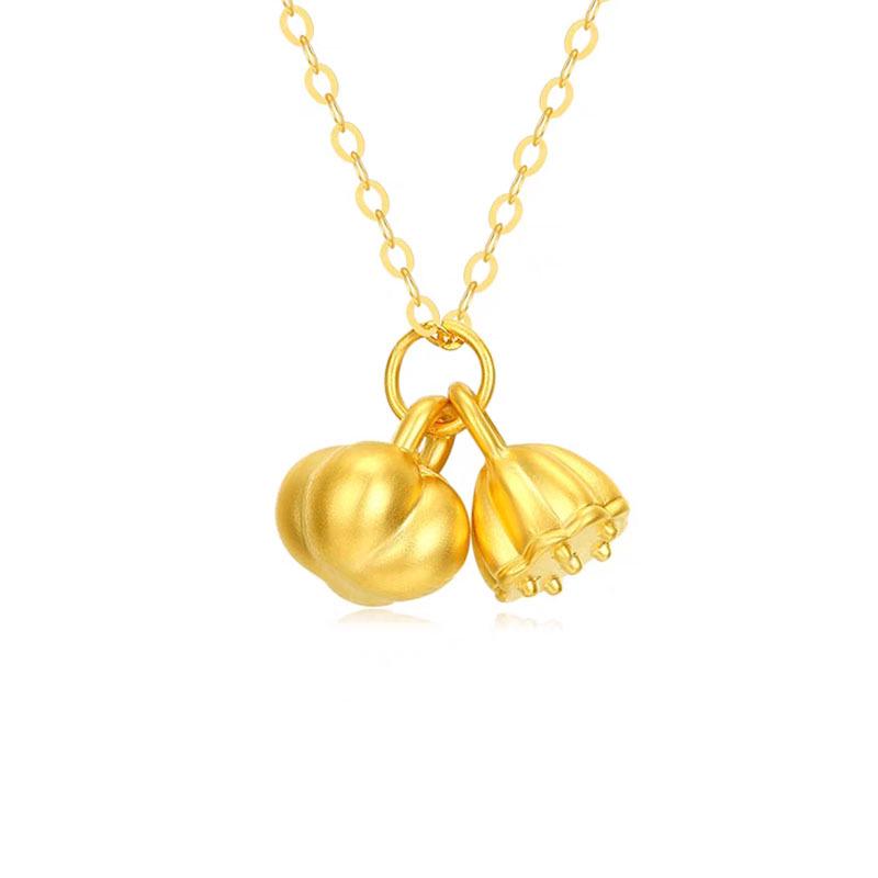Rose Flower Crown Pure Gold 999 Pendant Set for Women - Qixi Valentine's Day Gift