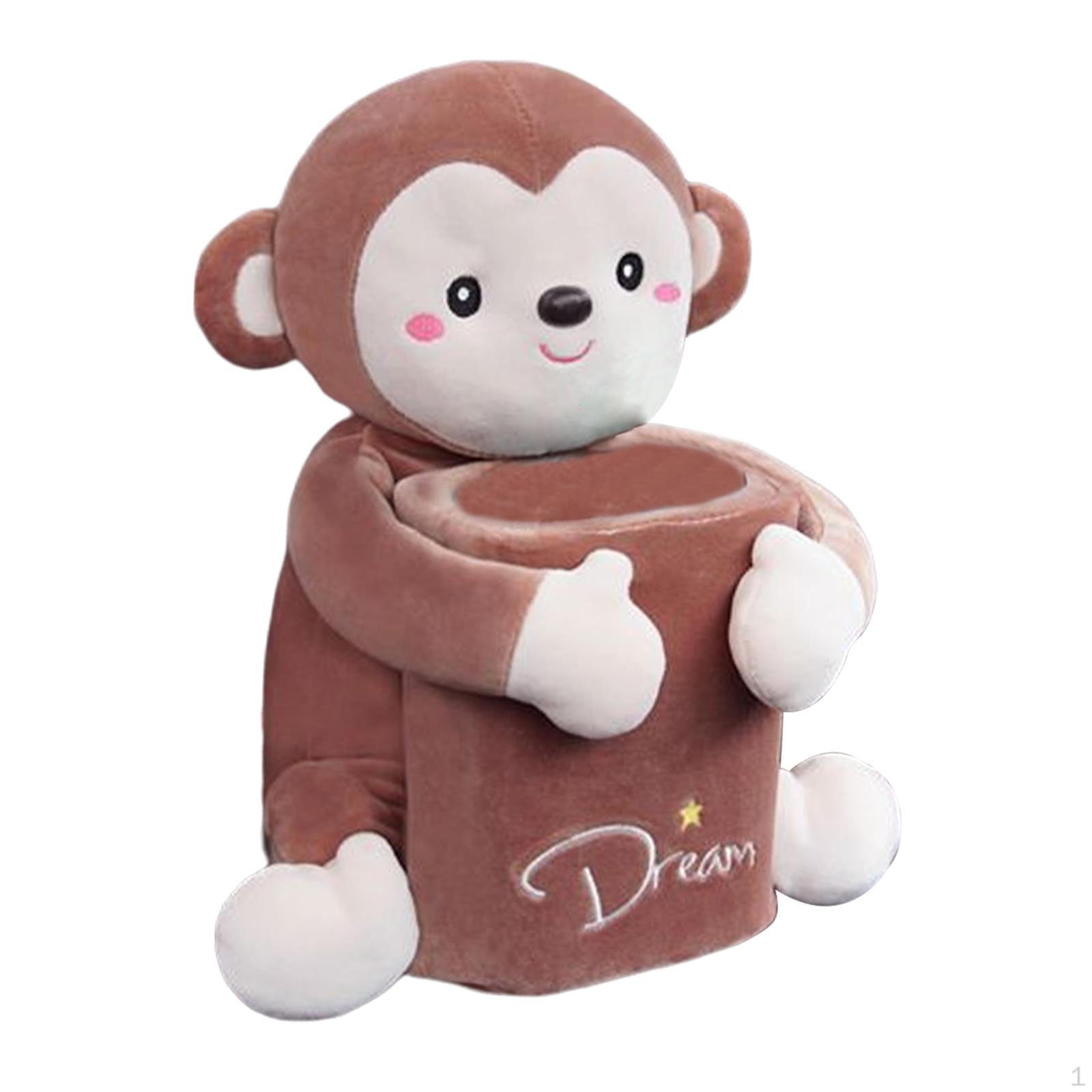 

Box Holder, Comfortable Organizer Organization Tissue Case Plush Toy Storage Cartoon Brown Monkey