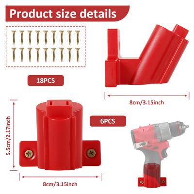 Support d'outil 12/6 pièces Compatible pour Milwaukee M12 12V Porte-outils de perçage en plastique ABS Porte-batterie d'outil pour outil électrique