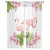 Tropical Birds Flowers Flamingo Sheer Curtains for Living Room Transparent Tulle Window Curtain Bedroom Kitchen Veil Drapes