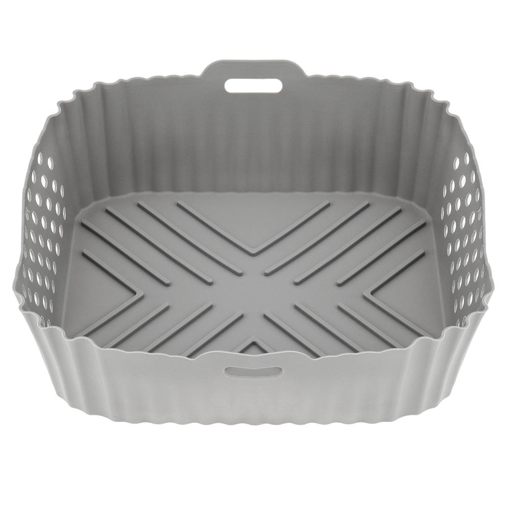2pcs Gray Silicone Perforated Air Fryer Liners Rectangle Bonus Oven Gloves SL401 DZ201 DZ401 DZ550 Double Stack