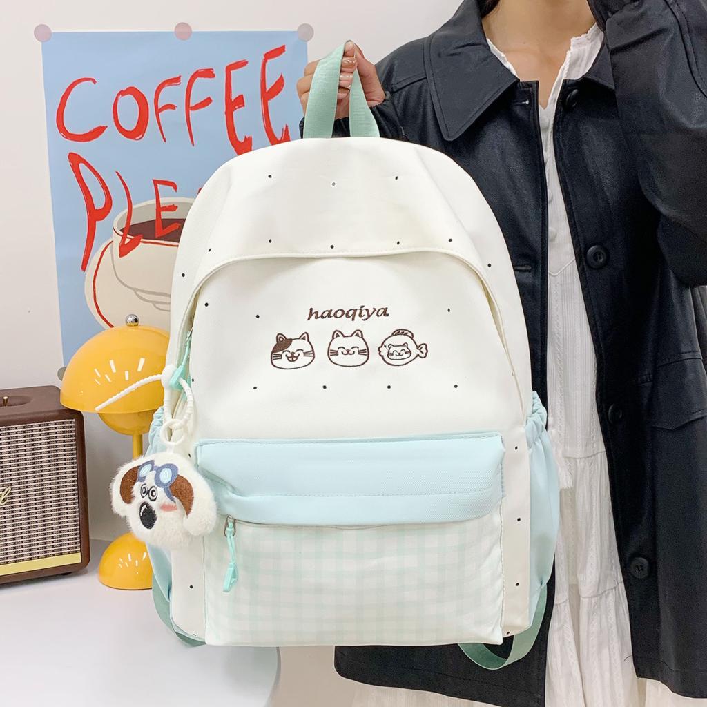 Schoolbag new contrasting color small fresh backpack female high school college student large capacity lightweight schoolbag Mori simple backpack