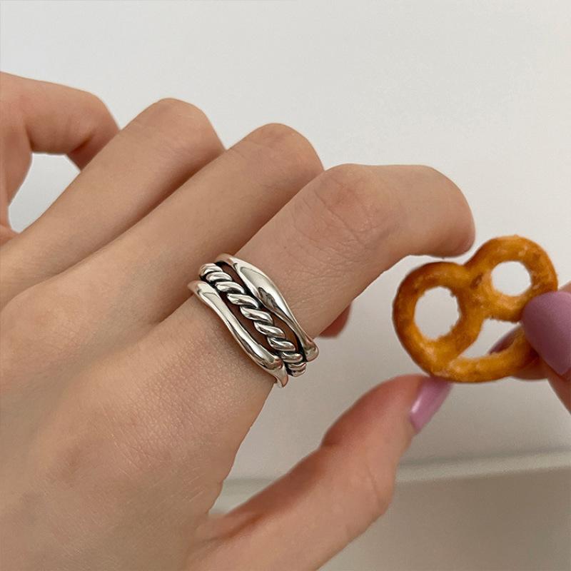 

New in 925 Silver Weave Adjustable Rings For Women Wedding Engagement Luxury Jewelry Accessories Jewellery Moneys 925 серебряный