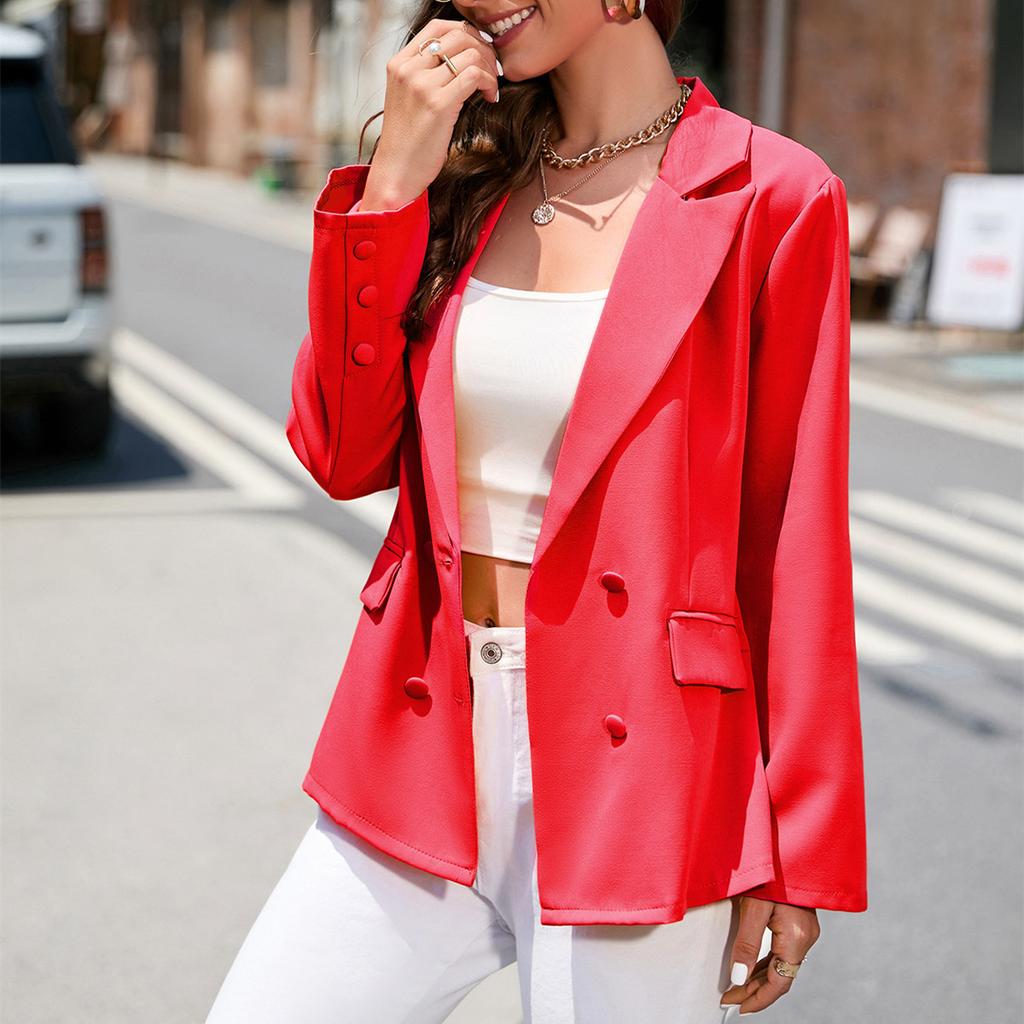 QICED Dam Vintage Casual Enfärgad Tryck Höst Vinter Långärmad POLO Hals Jackor & Kappor