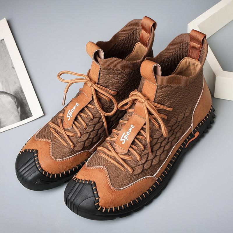 

A new large-size handmade high-top Martin boots outdoor men s shoes in autumn and winter 38 коричневий
