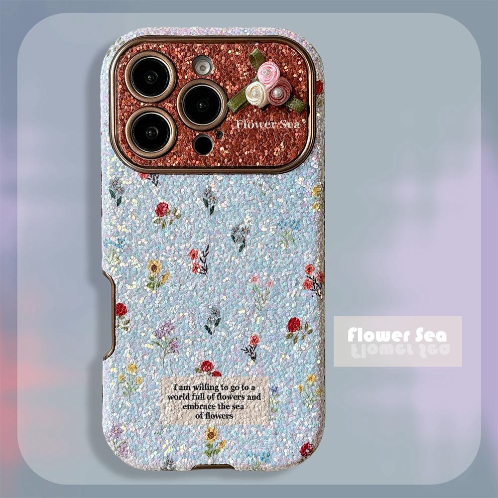 KEYSION Women Girl's Retro Floral Flower Phone Case for iPhone 14 15 16 17 Pro Max Rounded Edges Silicone Shockproof Back Cover