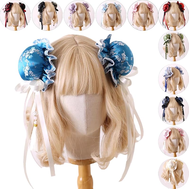 

[AOOKK] bun cover China hair ornament headdress bun hair maker cheongsam clothes cosplay chignon net Vance clip Bun Accessories Odango wig Smaller