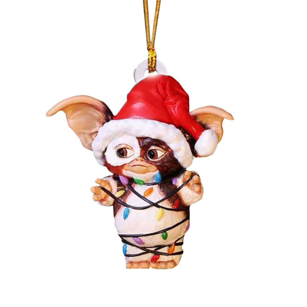 Gizmo Christmas Gremlins Fairy Acrylic Santa Hat Pendant Xmas Tree Hanging Decor
