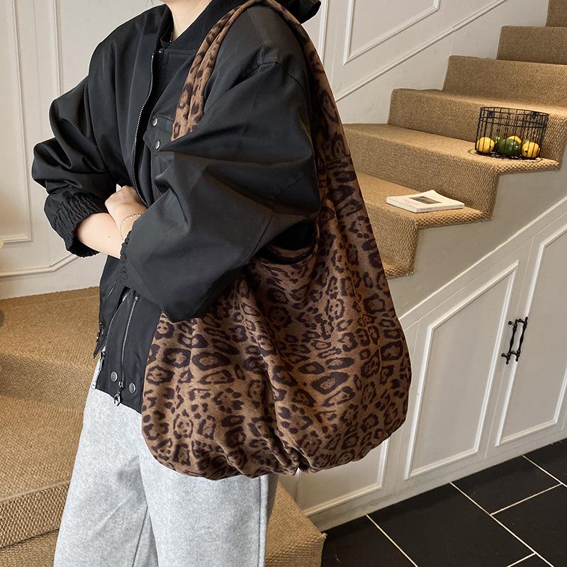 Korean Retro Leopard Print Women's Shoulder Tote Bag